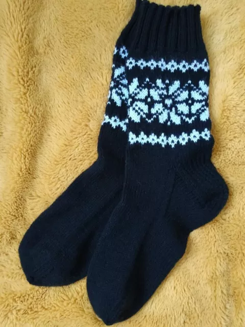 Handgestrickte Socken, Baumwolle, Gr. 40-42