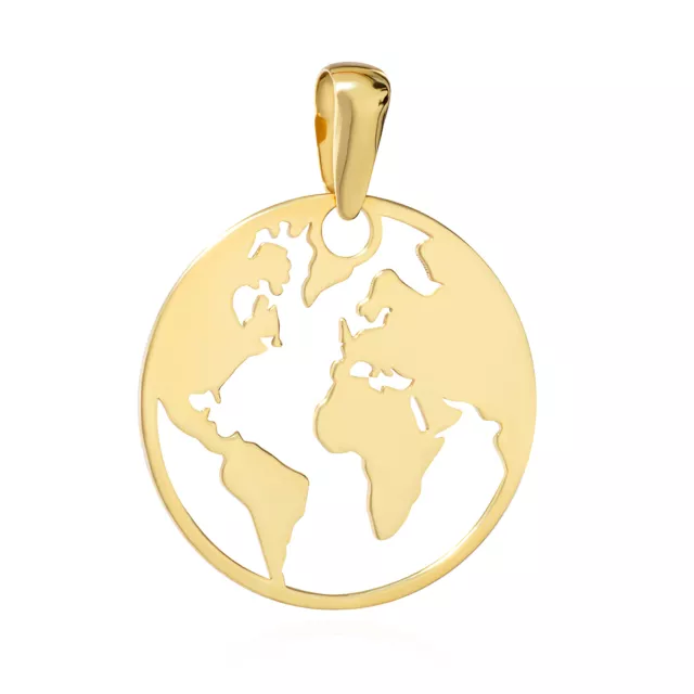 Kettenanhänger Weltkugel 333 Gelb Gold 8 Karat 16 mm Globus Atlas Weltkarte