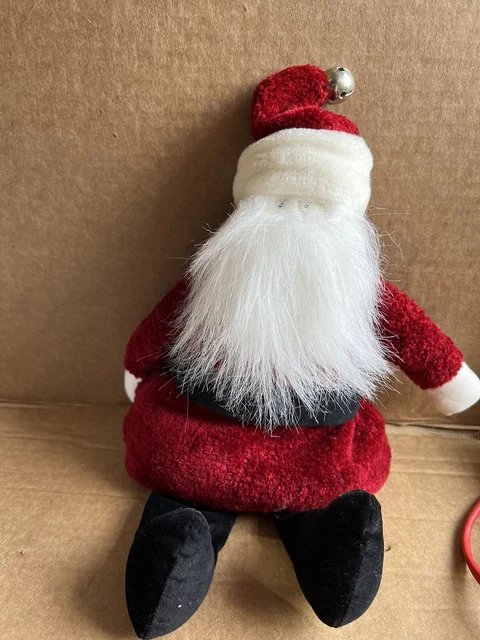 Vintage Rare 2003 Woof & Poof Santa Plush bell hat black belt red coat beard 15"