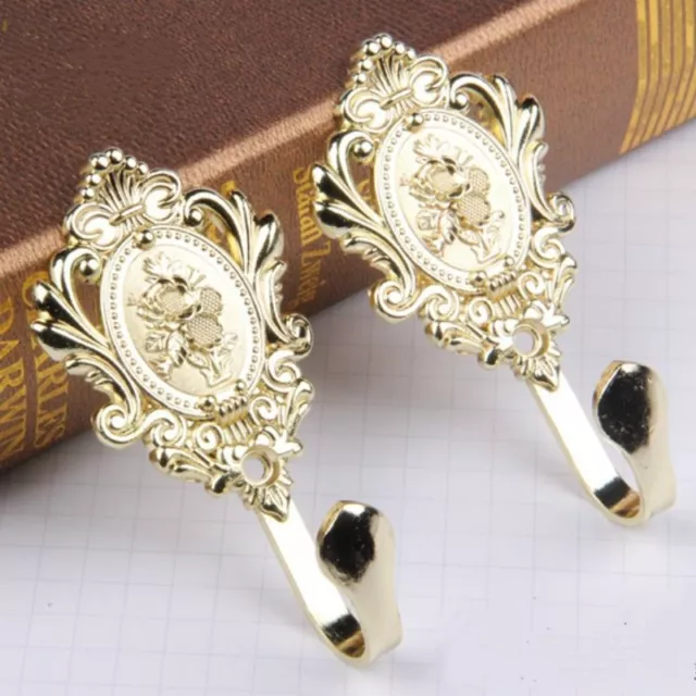 1 Pair Wall Hooks Curtain Clothes Tieback Hold Backs Screw In Metal Rose Red