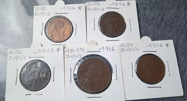 FRANCE monnaie .  Collection. Lot De 5 Monnaies . 1916 . Dupuis.