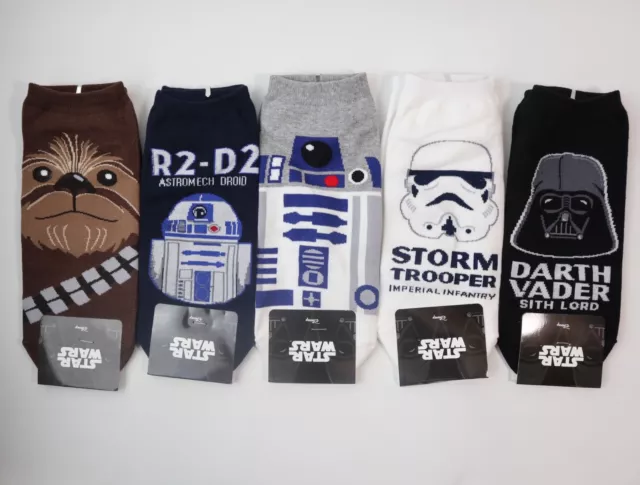 Men's Star Wars Ankle Socks Darth Vader,Stormtrooper,R2D2 3 PAIRS MADE IN KOREA 3