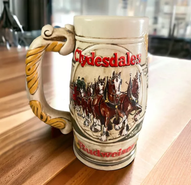 1983 Budweiser Anheuser Busch Holiday Clydesdales Beer Stein Mug - Ceramarte Co.