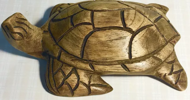 Solid Wood Hand Carved Turtle