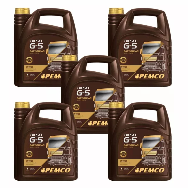 PEMCO 5x5 Liter PEMCO DIESEL G-5 UHPD 10W-40 API CI-4/CH-4/SL ACEA E7 A3/B4