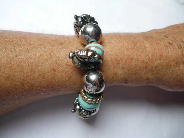 Bracelet Vintage Zoe Coste Réminiscence - Charmes Ange, Croix, Colombe, Fleur