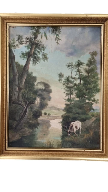 peinture ancienne hst paysage tableau painting oil landscape MATANIA Fortunio