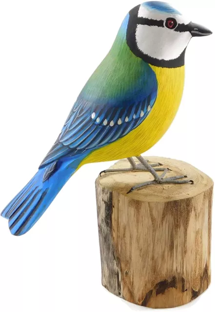 Hand Carved Wooden Eurasian Blue Tit  ~ OOAK Christmas & Birthday Gift