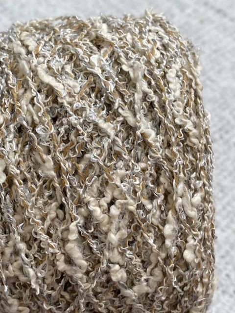KNITTING CROCHET JOB LOT YARN 250g BUNDLE BOUCLE SILVER BLEND BEIGE