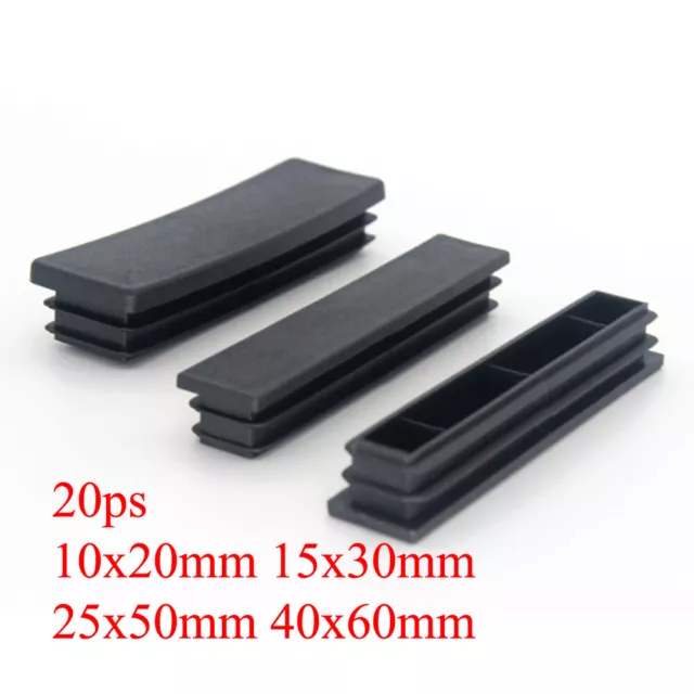 10x20 15x30 Rectangle  Black Plastic End Caps Plugs Tube Chairs Desks Table Bed