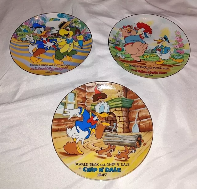 Set of 3 Disneyland Donald Duck 50th Birthday Plate Collection 6.5" Plates