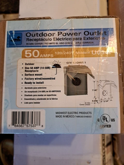 GE 50 amps 240 V Single Silver RVOutdoor Power Outlet U054P 1 Pk