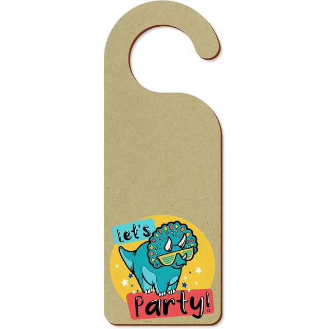'Let's Party Dinosaur' 200 mm x 72 mm colgador de puerta (DH00034865)