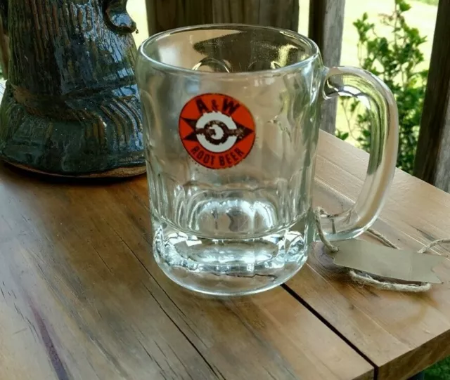 Vintage A&W Root Beer Glass Mug 4.5" Tall, Arrow Logo Bullseye 1961-1968 AW