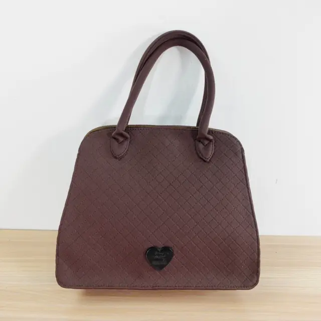 Moschino Bag Womens Brown Quilted Purse Small Heart Cheap Chic Streetwear RARE