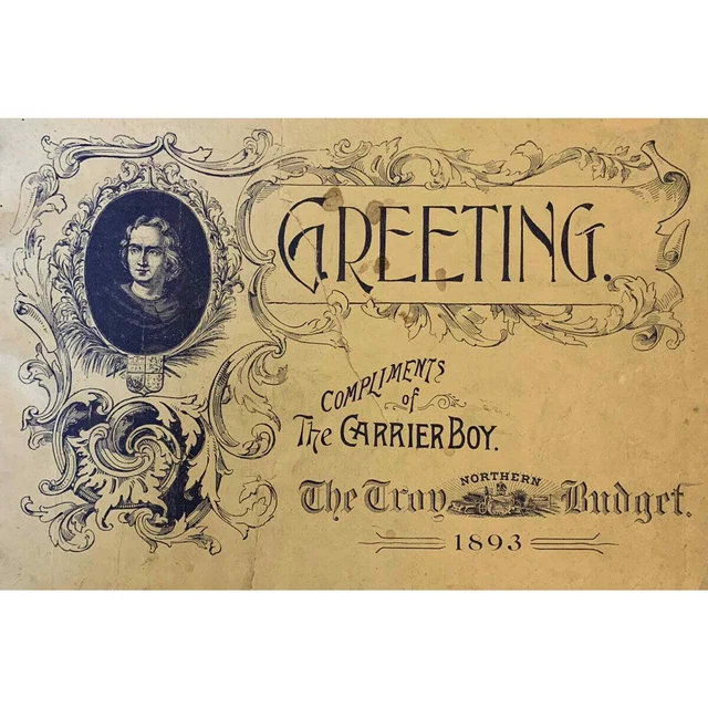 Antique 1893 Victorian Complimentary Customer Gift. The Troy Northern Budget