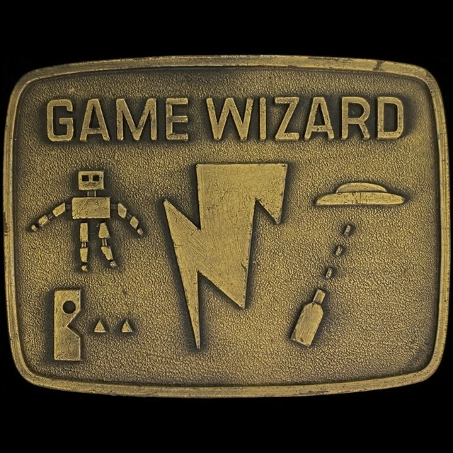 Video Game Wizard Gamer Gaming Atari Arcade Geekery 1980s Vintage Belt Buckle