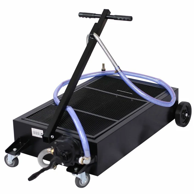 20 GALLON OIL Drain Pan Low Profile Dolly with Pump & Wheels Car Truck