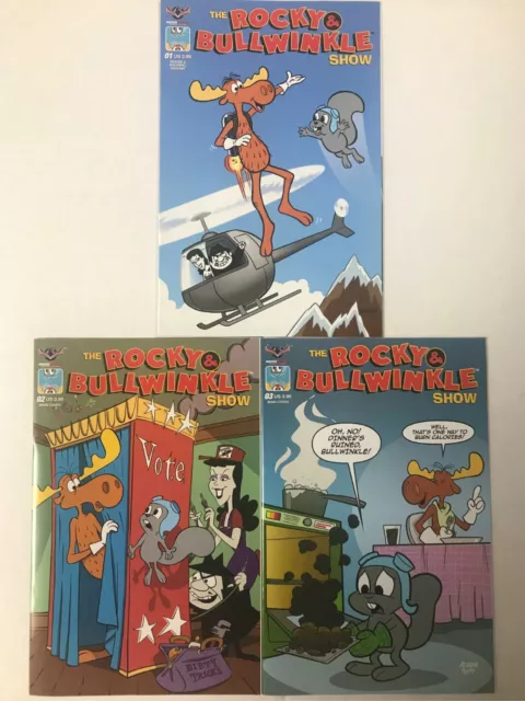 3x ROCKY & BULLWINKLE SHOW # 1 2 3 ~2017 ~ Mr Peabody Dudley Do-Right ~NM/UNREAD