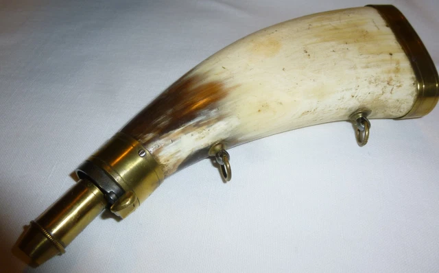 ANCIENNE BELLE POIRE à poudre US en cuivre et laiton du 19ème déco