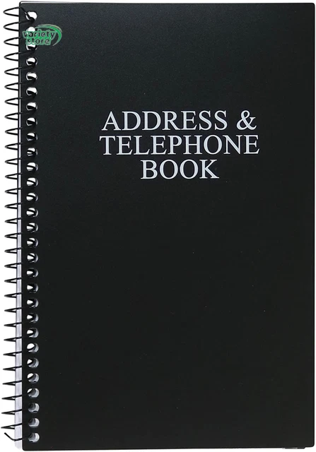 Address and Telephone Book Ruled Black 8 X 5 Inches