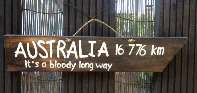 Holzschild Zaunlatte Garten Australien 40cm 16776km Hinweis Schild