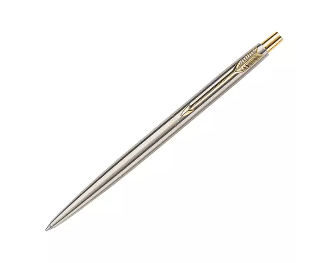 Genuine Parker Classic Stainless Steel Ball Point Pen Gold T Quink Flow Refill