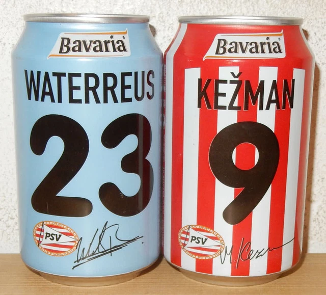 BAVARIA Bier 2 PSV EINDHOVEN SOCCER cans from HOLLAND (33cl)