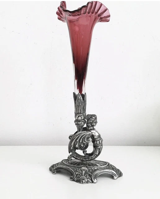 Antique Victorian Silver Plated Epergne Centerpiece Vase