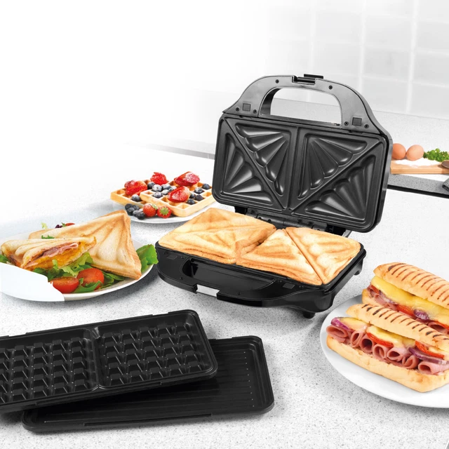 900W Sandwich Toaster 3 in 1 Waffeleisen Bügeleisen Toast Grill Panini Presse
