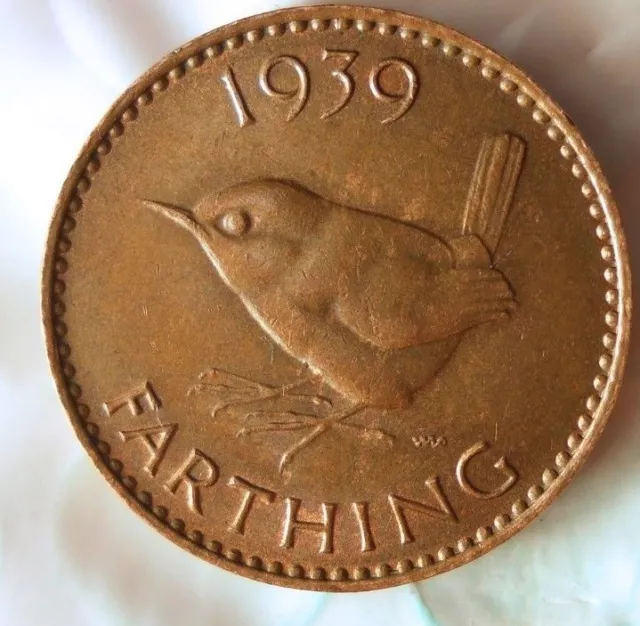 1939 GREAT BRITAIN FARTHING - Excellent Coin - FREE SHIP - Farthing Bin #2