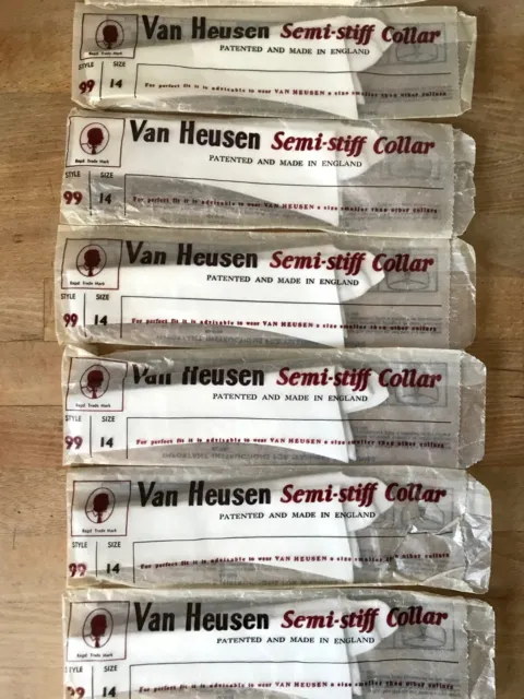 7 x Van Heusen halbsteife Shirt Kragen in Verpackungen ~ Stil 99 Größe 14 ~ Requisiten
