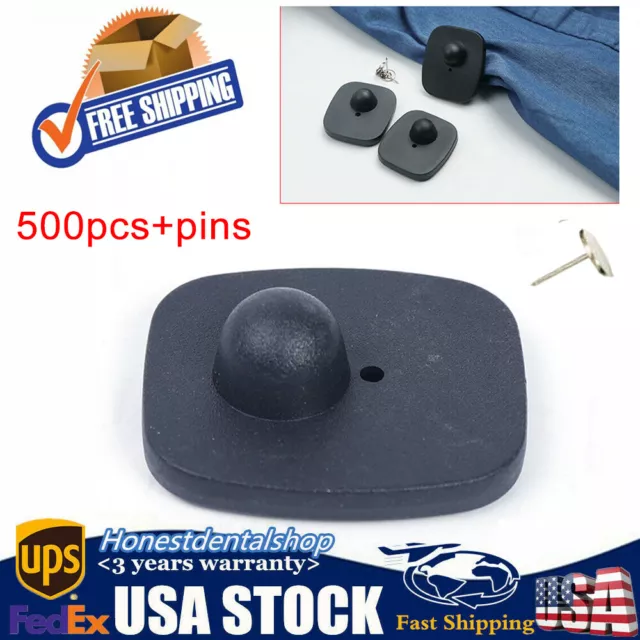 500 Hard Tags W/ Pins EAS Clothing Security Mini 8.2 MHZ Hard Anti Theft 43*50mm