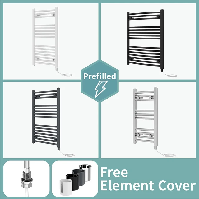PREFILLED BATHROOM ELECTRIC Element Warmer Heated Towel Rail Radiator
