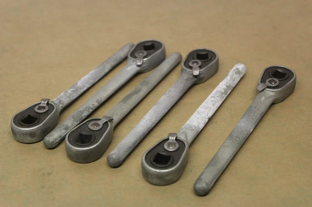 Lotto di lavoro 6 maniglie a cricchetto a cricchetto nuove vintage 3/8" realizzate in USA attrezzi da garage