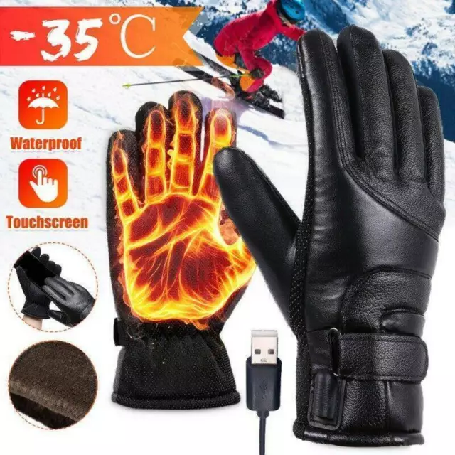 Gants Chauffants Electrique d'Hiver Coupe-Vent avec Fonctionnement du Tactile