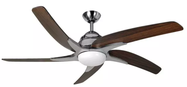 Fantasia Viper 54in Ceiling Fan LED Light Stainless Steel Dark Oak Blades 115700