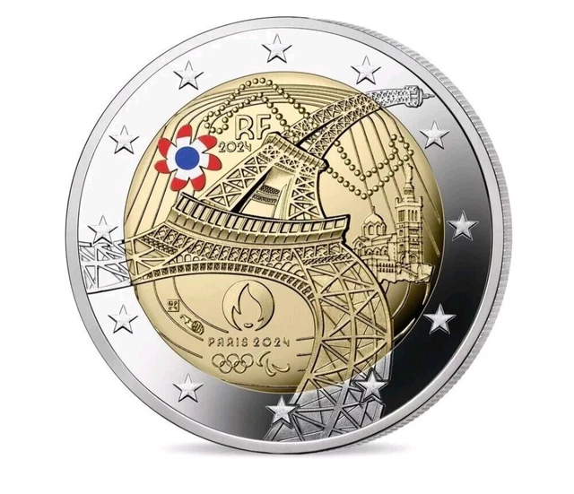 2 EUROS FRANCE 2024 Jeux Olympiques Paris Tour Eiffel COLOR PROOF 1.68