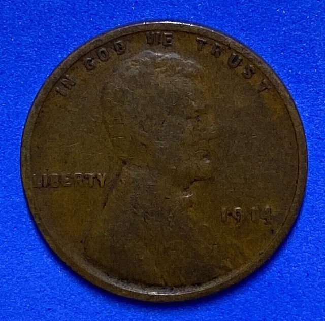 1914 USA Lincoln Head One Penny - 1914 Small US Wheat 1 Cent - FFF