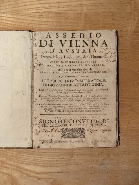 RARA SEICENTINA 1684 Assedio Vienna 1683 Modona Modena Anguissola ...
