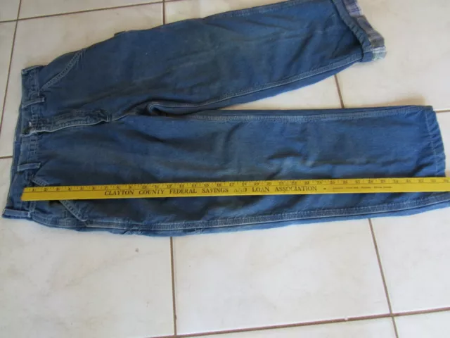 CARHARTT MENS 30X34 Flannel Lined Blue Denim Carpenter Pants Jeans ...