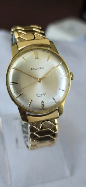 BOXED MENS VINTAGE EXCALIBUR 17 J Swiss Made Mechanical Watch In