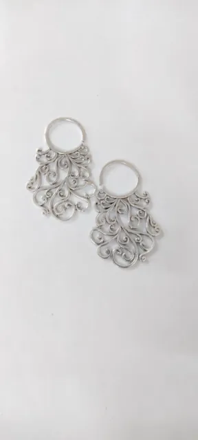 Silver Plated Flower Design Brass Mandala Earrings Afghan Jewelry for Women