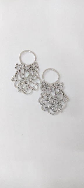 Silver Plated Flower Design Brass Mandala Earrings Afghan Jewelry for Women
