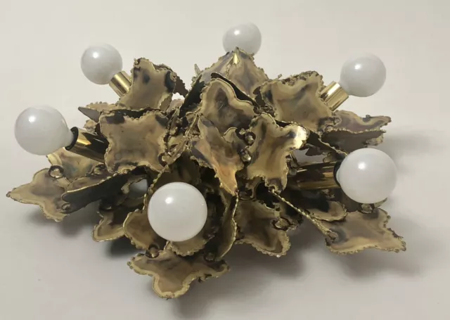 Mid Century Tom Greene - Feldman Brutalist Torch Cut Ceiling Flush Mount Light