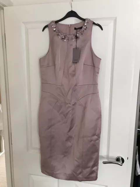 BNWT Beautiful COAST embellished Dusky Pink Occasion Dress Size 12