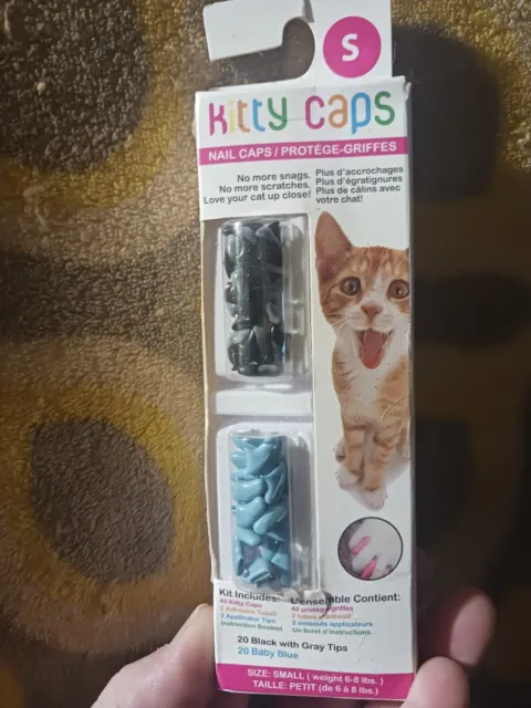 Kitty Caps Kitty Caps Nail Caps for Cats, Small, Black w/ Gray Tips & Baby Blue