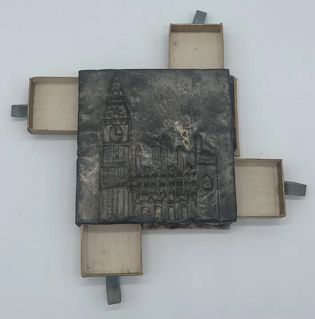Vintage Big Ben Clock Tower London Tin Match Safe with Multiple Safes