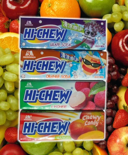 Japanese Morinaga Hi-Chew Chewy Fruit Candy. Packs of 7 Sweets.Various Flavours