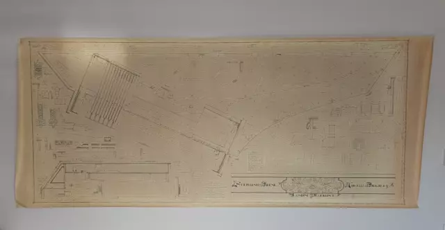 Diagrama de póster vintage para espinete Keene & Brackley c1715 dibujado 1984 por John Barnes